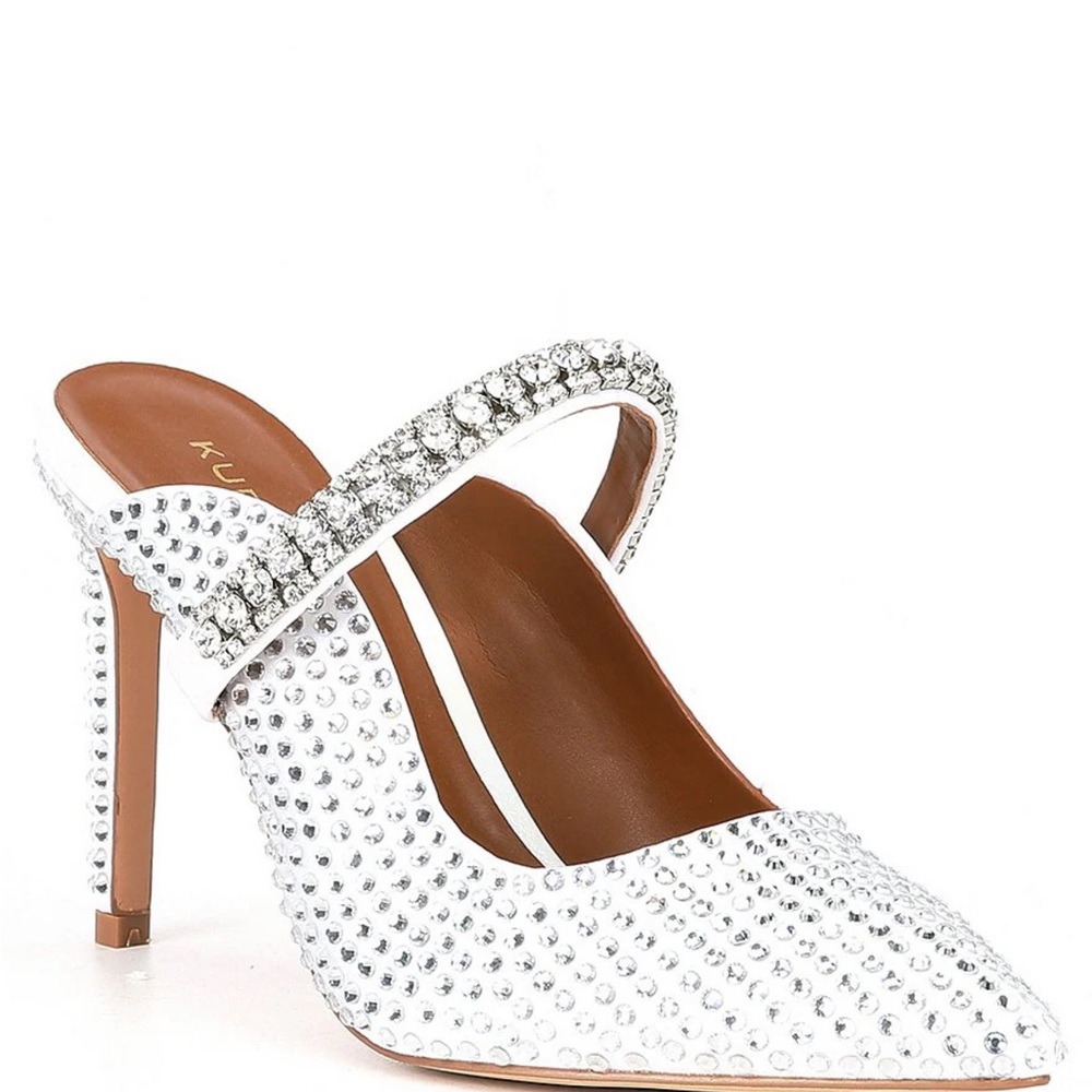 NEW! Kurt Geiger Duke white rhinestone mule size 6M. Perfect shoe!